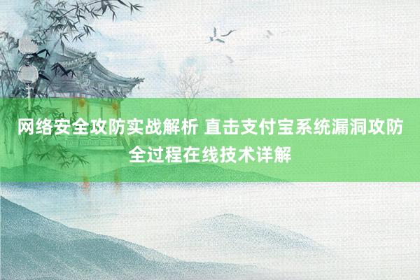 网络安全攻防实战解析 直击支付宝系统漏洞攻防全过程在线技术详解