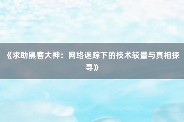 《求助黑客大神：网络迷踪下的技术较量与真相探寻》
